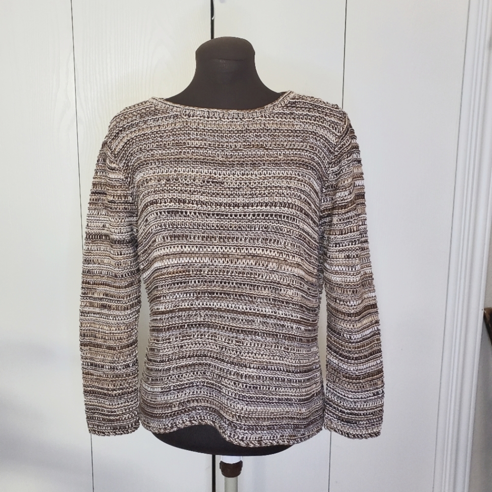 Talbots M black brown knit sweater 100% cotton